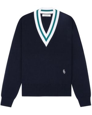 Sporty & Rich Maglione Con Scollo A V E Logo - Blu