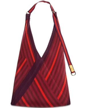 MULTITUDES BAGS Pleated Striped-Pattern Tote Bag - Red