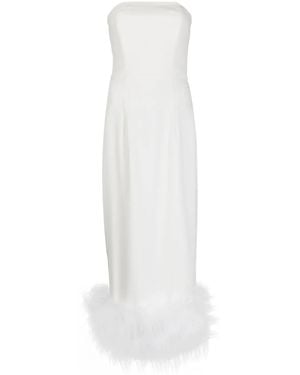 16Arlington Minelli Feather Trim Midi Dress - Women's - Polyester/spandex/elastane/ostrich Feather - White