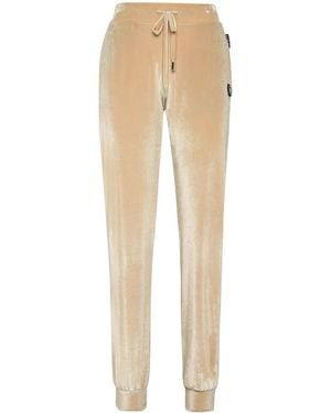 Philipp Plein Gothic Plein Velour Track Trousers - Natural