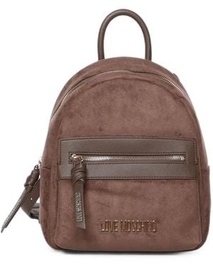 Love Moschino Logo-Plaque Backpack - Brown