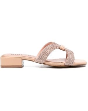 Bibi Lou Calendula Embellished Leather Sandals - Pink