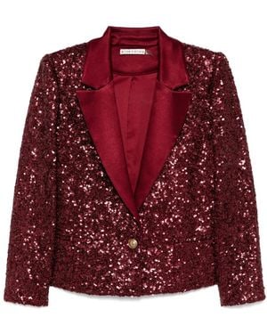 Alice + Olivia Devyn Sequin-Embellished Tulle Blazer - Red