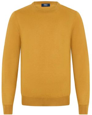 Fedeli Crew-Neck Long-Sleeve Sweater - Yellow