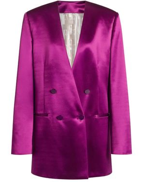 Alberta Ferretti Double-Breasted Buttoned Jacket - Purple