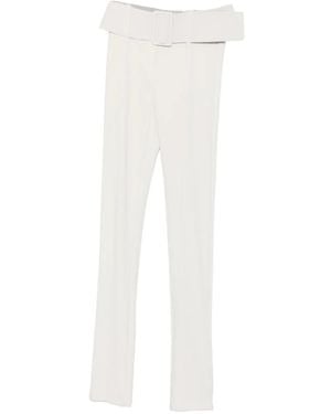 Patrizia Pepe Belted Slim-Fit Trousers - White