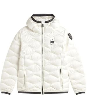 Blauer Piumino Trapuntato Con Cappuccio - Bianco