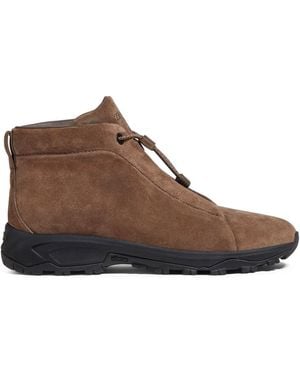 ZEGNA Triple Stitch Vetta Suede Boots - Brown