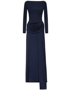 The Archivia Ruched-Waist Long-Sleeve Dress - Blue