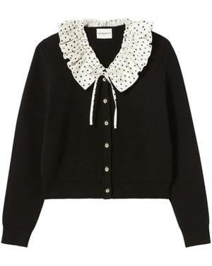 Claudie Pierlot Contrast-Collar Cardigan - Black
