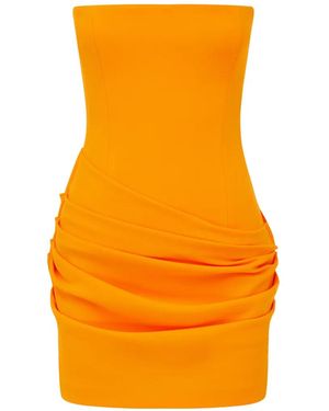 Alex Perry Strapless Draped Mini Dress - Orange
