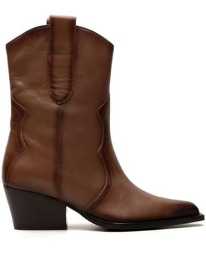 Free People Botas Cat Nap Estilo Cowboy De Piel - Marrón