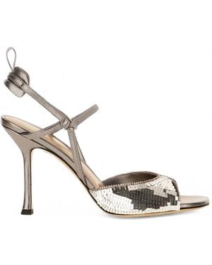 Fendi Very Colibrì Sequin-Embellished Leather Sandals - Metallic