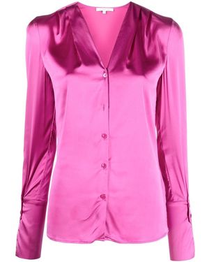 Patrizia Pepe V-Neck Satin Shirt - Pink