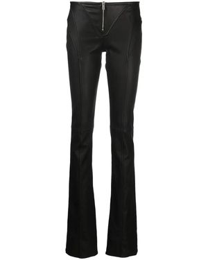 Blumarine Leather Low-Waist Flared Trousers - Black