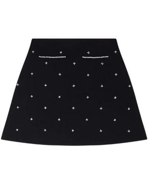 Sandro Rhinestone-Embellished Knit Mini Skirt - Black