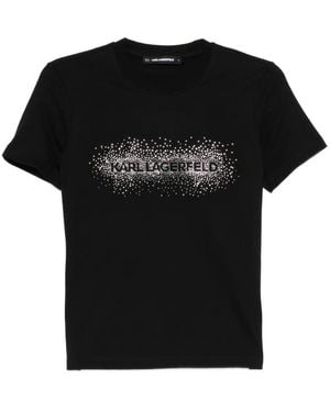 KARL LAGERFELD Rhinestone-Embellishment Crew-Neck T-Shirt - Black
