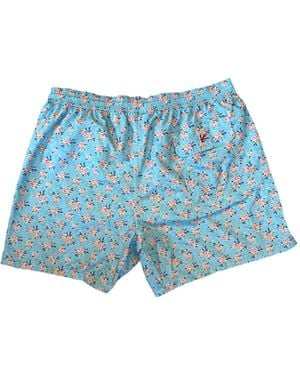 Isaia フローラル トランクス水着 - ブルー