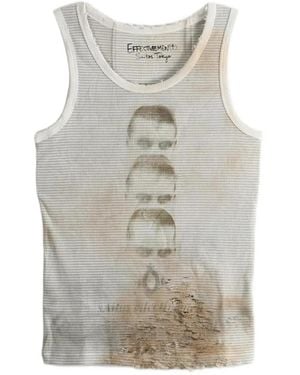 SAITOS Distressed Graphic-Print Tank - Grey