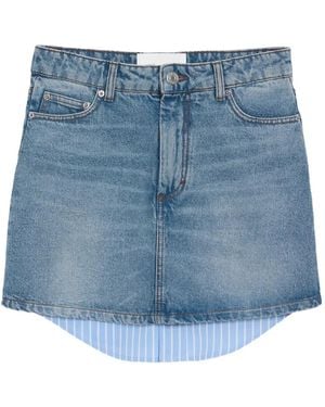 Ami Paris Striped Insert Denim Mini Skirt - Blue