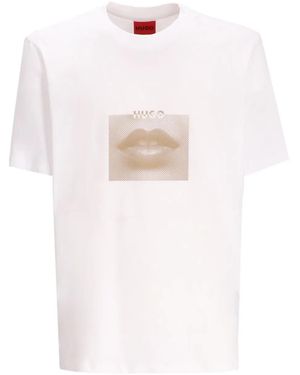 HUGO T-Shirt Met Print - Wit