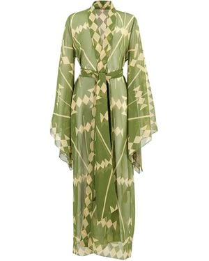 Johanna Ortiz Geometric-Print Wrap Maxi Dress - Green
