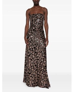 Max Mara Ebaffo Sequin-Embellished Strapless Maxi Dress - Brown