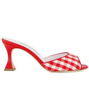 Manolo Blahnik Jadara Mules Mit Vichy-Karo - Rot