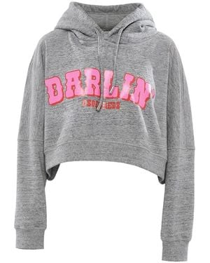 DSquared² Logo-Print Crop Hoodie - White