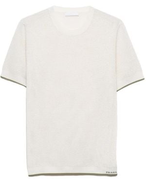 Prada Silk And Cotton Crew-Neck Jumper - White