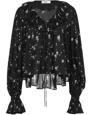 Chloé Maxi Top With Ruffles - Black