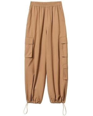 Twinset Elasticated-Waistband Cargo Trousers - Natural