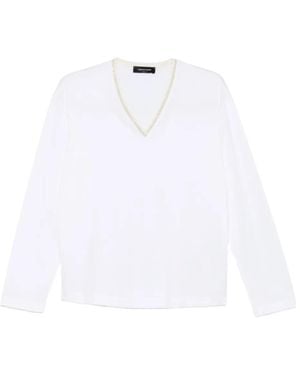Fabiana Filippi Embellished V-Neck T-Shirt - White