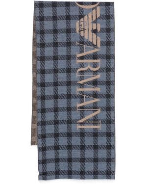 Emporio Armani Tartan Scarf - Blue