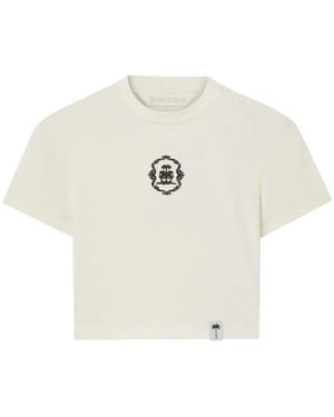 Palm Angels Lions Herald Cropped T-Shirt - Wit