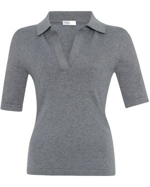 Rosetta Getty Wingtip-Collar Short-Sleeve Top - Grey