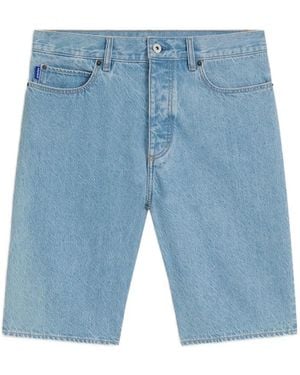 HUGO Logo-Patch Denim Shorts - Blue