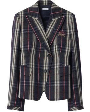 Burberry Check Equestrian-Knight Blazer - Black
