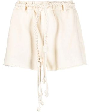 Alanui Braided-Belt Cotton Shorts - Natural