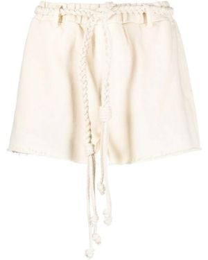 Alanui Braided-Belt Cotton Shorts - Natural
