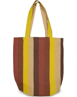 Marrakshi Life Striped Cotton Shoulder Bag - Orange