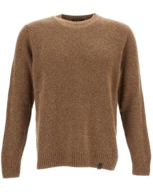 Zanone Bouclé-Pullover Mit Rundhalsausschnitt - Natur