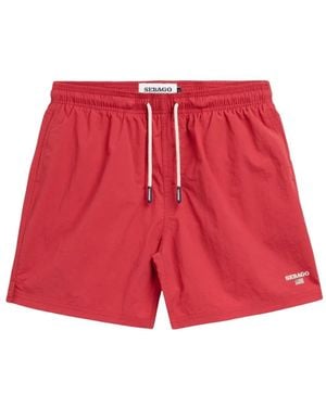Sebago Logo-Detail Swim Shorts - Red