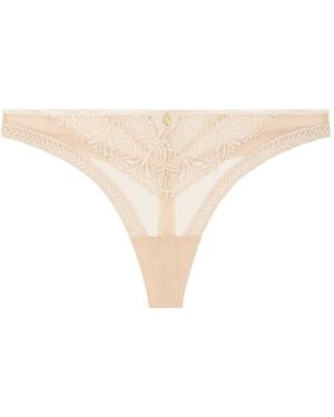 Aubade Iconic Calypso Embroidered Thong - Natural