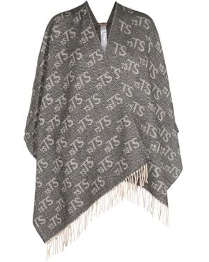 Twinset Poncho Con Logo - Grigio