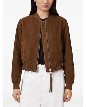 AllSaints Suede Zip-front Leather Jacket - Brown