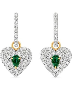 House of Meraki 18K Falak Emerald And Diamonds Earrings - White