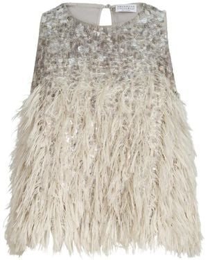 Brunello Cucinelli Dazzling Fil Coupé Top - Natural