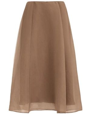 Brunello Cucinelli Crispy Silk Circle Skirt - Brown