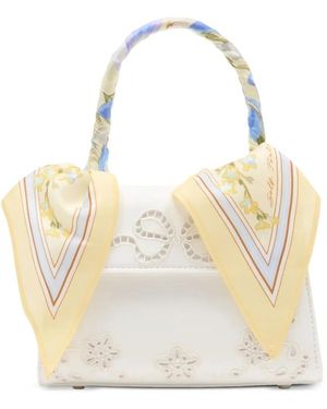 Self-Portrait Floral-Detail Tote Bag - White